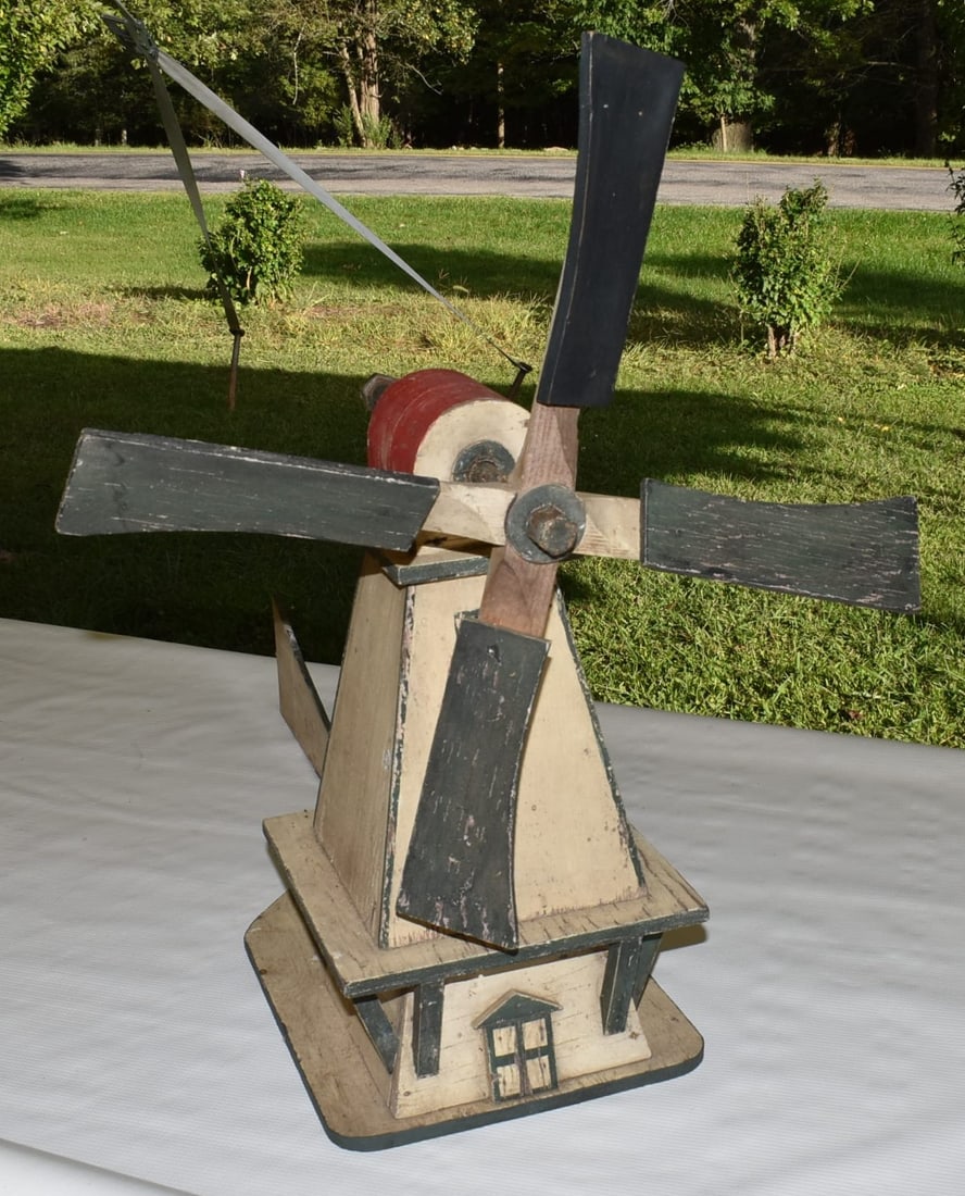 FOLK ART WINDMILL WHIRLY GIG BIRD HOUSE, 20TH C. (1 of 5)