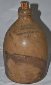 D.E. WING DRUGGIST 1 GAL. VENDORS STONEWARE JUG, 19TH C