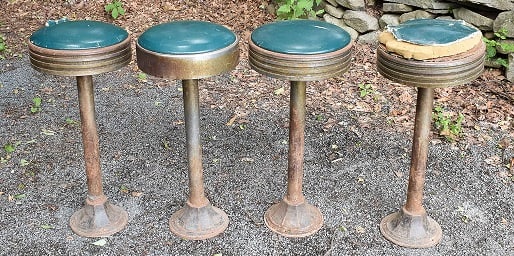 SET (4) ART DECO SWIVEL ICE CREAM PARLOR STOOLS, C. 1920