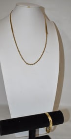 2 DECO 14KT YELLOW GOLD BRACELET/NECKLACE, W. 14.8 DWT
