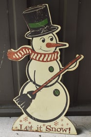 TIN LITHO LET IT SNOW COUNTERTOP DISPLAY, C. 1950