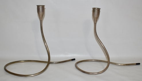 PAIR TOWLE STERLING SHOE STRING CANDLESTICKS, C. 1960