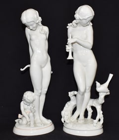 LOT (2) HUTSCHENREUTHER PORCELAIN NUDES, 20TH C.
