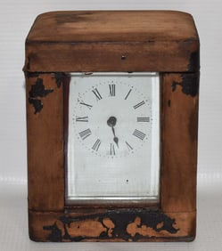 FRENCH CRYSTAL CARRIAGE CLOCK W/FITTED TRAVEL CASE