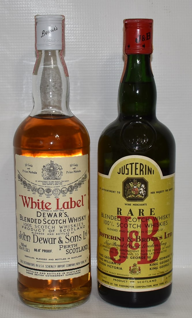 2 VINT. BOTTLES INCL. J & B/WHITE LABEL PERTH SCOTLAND (1 of 2)