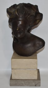 BRONZE BLIND JUSTICE SIGNED A. NEVIL, C. 1920