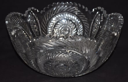 LARGE AMERICAN BRILLIANT CUT GLASS CENTER BOWL