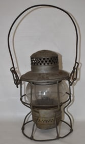 ERIE RAILROAD LANTERN W/ETCHED GLOBE, 20TH C.