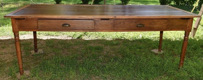 COUNTRY PINE FARM HARVEST TABLE, 19TH C.