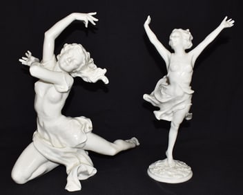 LOT (2) HUTSCHENREUTHER PORCELAIN DANCERS, 20TH C.