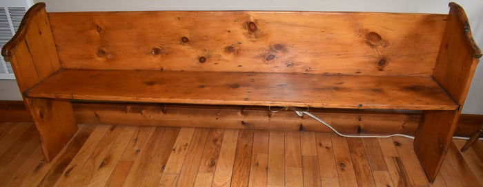 EARLY COUNTRY PINE DEACONS BENCH, 18/19TH C.