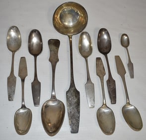 10 NURNBERG GERMAN 875 SILVER FLATWARE W/STUFFING SPOON
