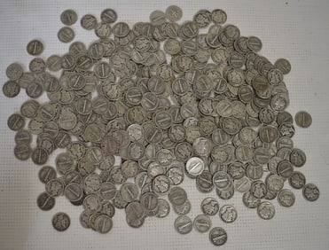 ASST MERCURY/ROOSEVELT SILVER DIMES, APPROX. FV $37.50