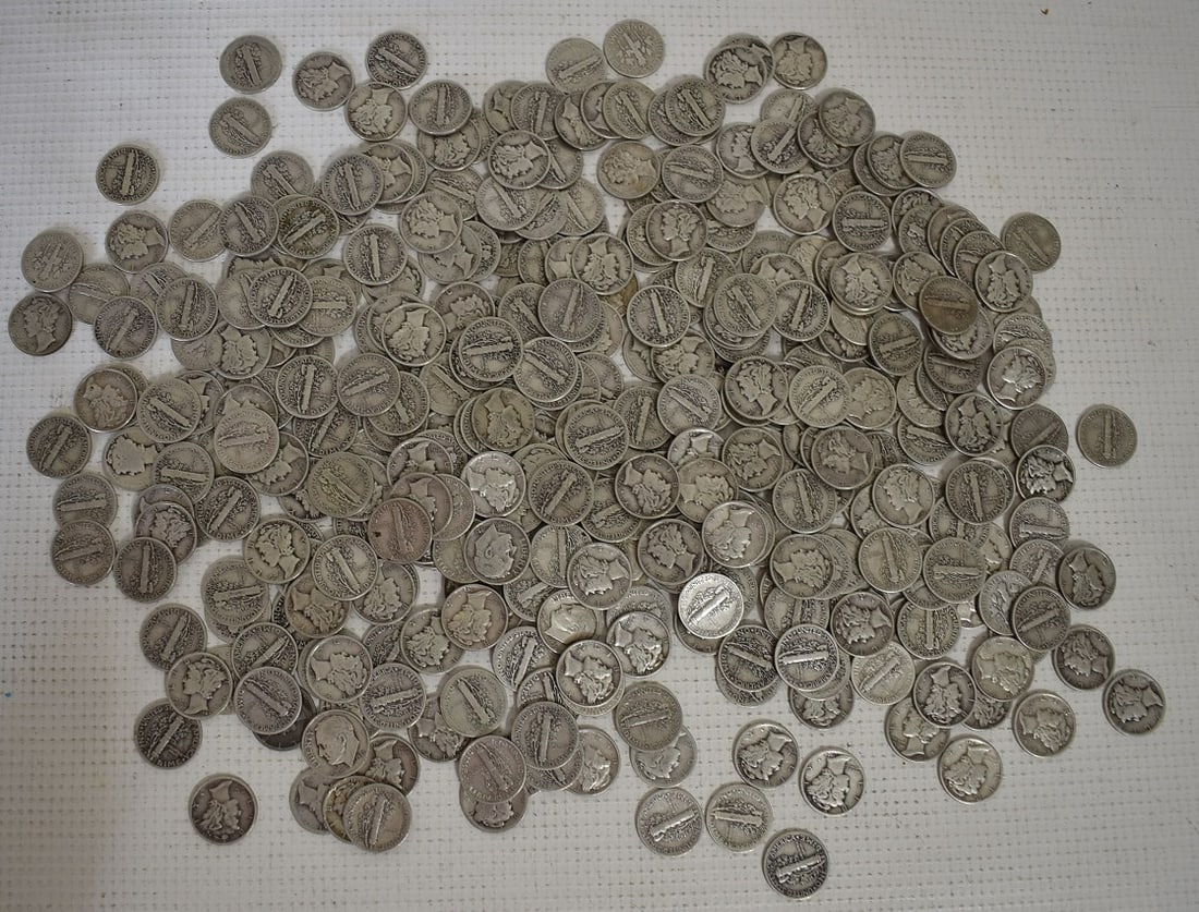 ASST MERCURY/ROOSEVELT SILVER DIMES, APPROX. FV $37.50 (1 of 5)