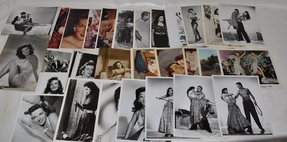 32 ASST. JANE RUSSELL B & W/COLOR STUDIO GLOSSY PHOTOS