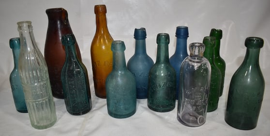 BOX LOT ASSORTED EARLY BOTTLES INCL. EASTON PA, 19TH C.