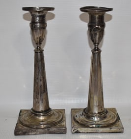 PAIR NURNBERG GERMAN 875 SILVER CANDLESTICKS, 19TH C.