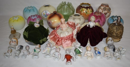 LOT ASSORTED GERMAN HALF DOLLS, ETC.