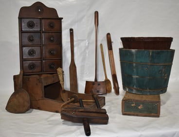 LOT ASSORTED WOODENWARE INCL. BOXES, BUCKETS, ETC.