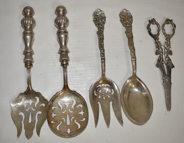 LOT (5) RENAISSANCE STYLE STERLING SERVING PIECES