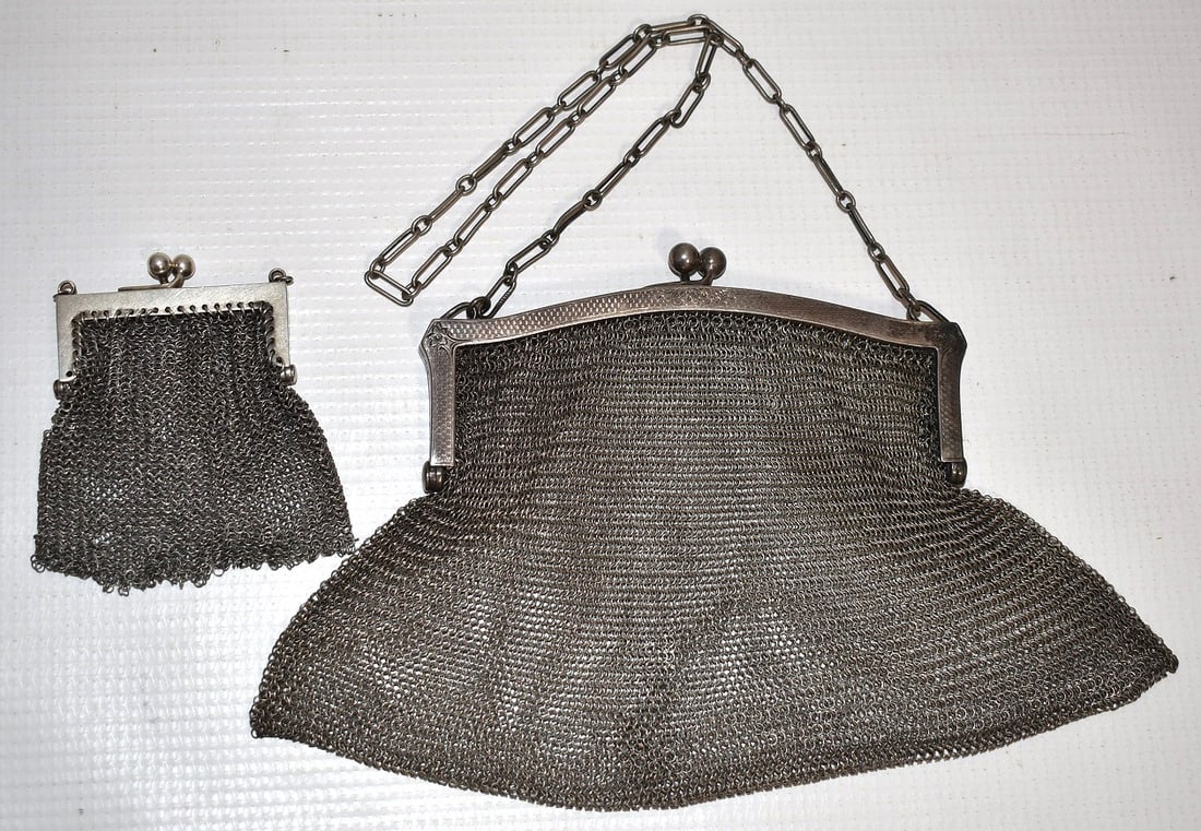 LOT (2) ART DECO STERLING MESH PURSES, C. 1920 (1 of 8)