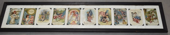 LOT (10) FRAMED PATRIOTIC POSTCARDS, 20TH C.