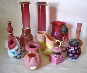 LOT ASSORTED VICTORIAN ART GLASS INCL. CRANBERRY