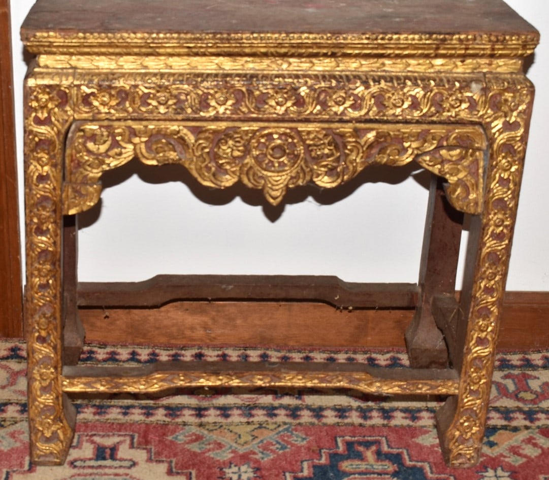 CHINESE CARVED & GILT ALTER, 19TH C., H. 20": CHINESE CARVED & GILT ALTER, 19TH C., H. 20" W. 20" D. 10"