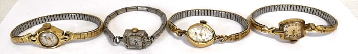 LOT (4) VINTAGE 14KT LADIES WRIST WATCHES