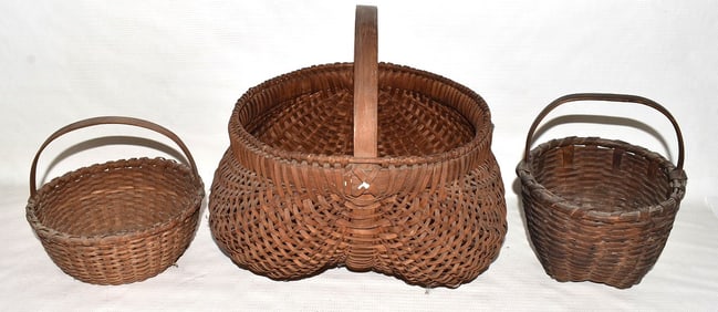LOT (3) EARLY COUNTRY BASKETS, 19/20TH C.