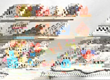 BOX LOT ASSORT. VINTAGE CHRISTMAS PUTZ HOUSES