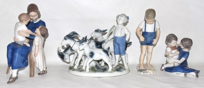 LOT (4) PORCELAIN FIGURINES, B & G/GEROLD & CO. TETTAU