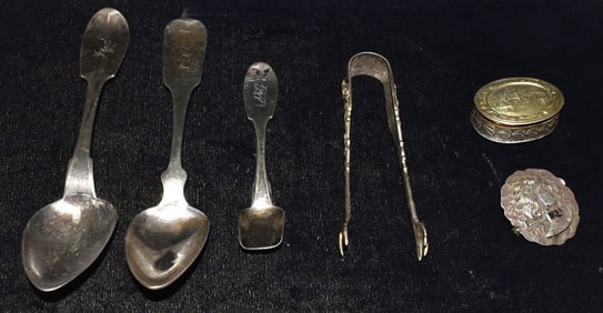 6 ASST COIN/STERLING INCL. REPOSE PILL BOX