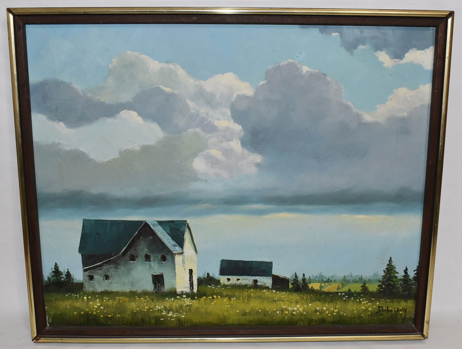 O/C LANDSCAPE W/BARNS SIGNED DUBUSSEY, 20TH C, AMERICAN (1 of 5)
