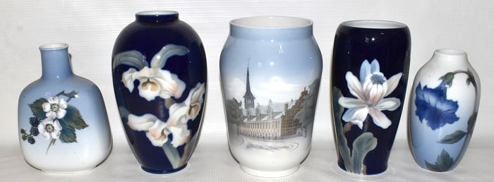 LOT (5) ROYAL COPENHAGEN VASES