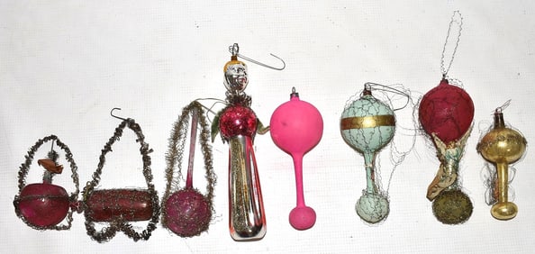 8 VICT. GLASS/WIRE HOT AIR BALLOON CHRISTMAS ORNAMENTS