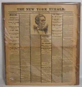NEW YORK HERALD EXTRA DEATH OF THE PRESIDENT (LINCOLN)