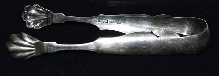 COIN SILVER SUGAR TONGS SIGNED C. REEVE (1802-1868)