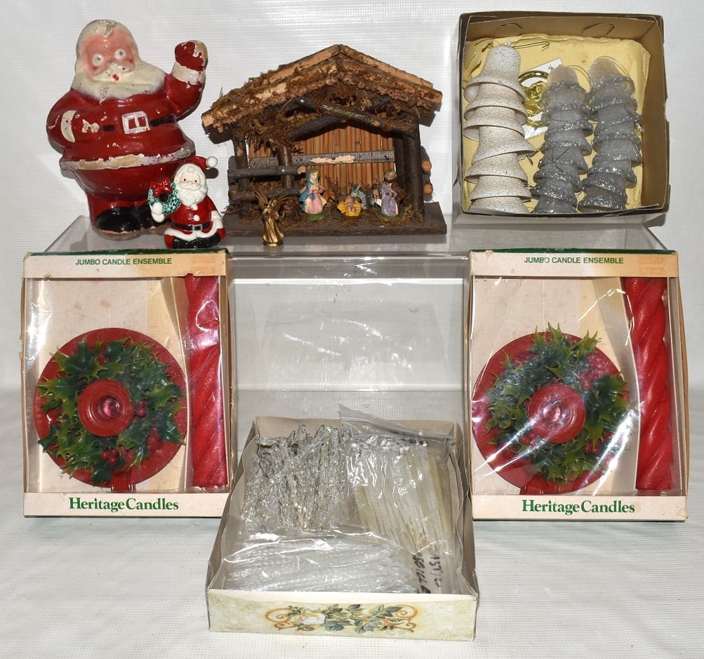 BOX LOT ASSORTED VINTAGE CHRISTMAS 1940/60: BOX LOT ASSORTED VINTAGE CHRISTMAS 1940/60