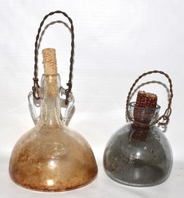 LOT (2) GLASS FLY TRAPS, 19TH C., H. 7" & 4"