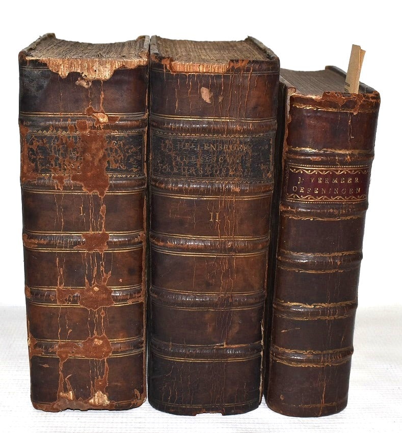 3 INCL. 2 VOLS. BYBELSCHE KEURSTOFFEN BY HELLENBROEK: LOT (3) INCL. 2 VOLS. BYBELSCHE KEURSTOFFEN BY ABRAHAM HELLENBROEK 1744-1758, VOL. OEFFENINGEN, VERHANDELINGEN BY MR JUSTUS VERMEER 1757