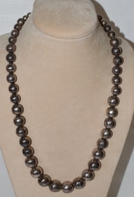 DECO STERLING BALL NECKLACE, C. 1950, L. 24", W. 3.3 OZ
