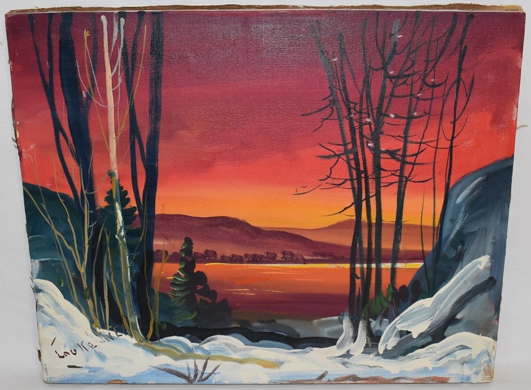 O/C MONTAGUE WINTER SIGNED LOU KENNEL (1886-1975 NJ/NY): O/C MONTAGUE WINTER SIGNED LOU KENNEL (1886-1975 NEW JERSEY, NEW YORK) C. 1960'S, 16" X 20"