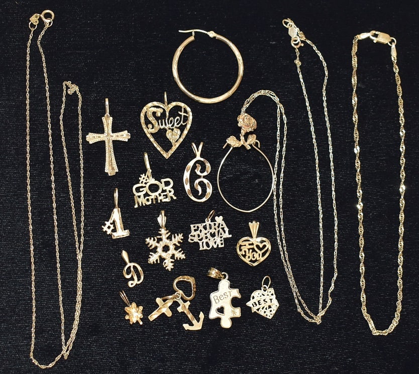 LOT ASST ESTATE 14KT YELLOW GOLD FINDINGS, 20TH C. (1 of 6)