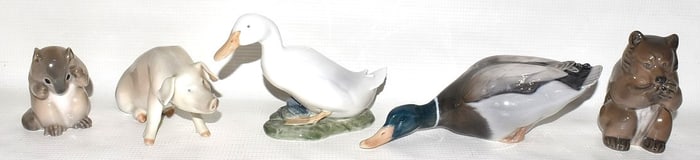LOT (5) ROYAL COPENHAGEN ANIMALS