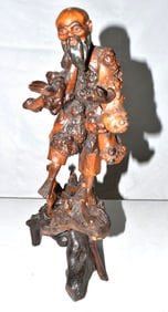 JAPANESE CARVED ROOT FIGURE, 19TH C., H. 18"