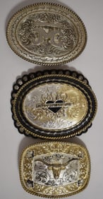 LOT (3) MONTANA SILVERSMITH BELT BUCKLES