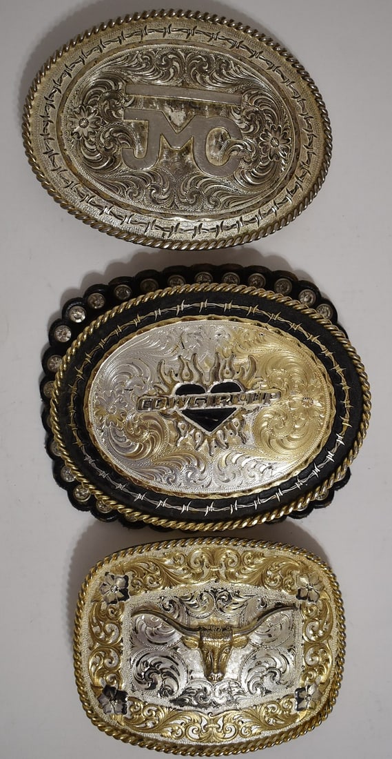 LOT (3) MONTANA SILVERSMITH BELT BUCKLES (1 of 10)