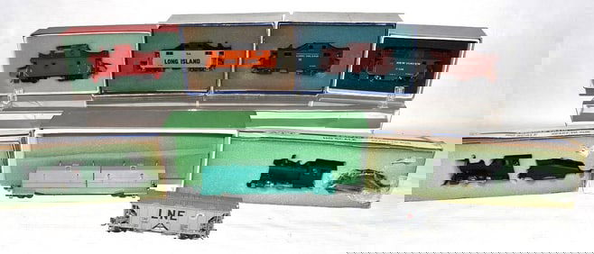 8 BRASS H.O. TRAINS INCL. 2 YARD BIRDS, 4 CABOOSE, ETC.