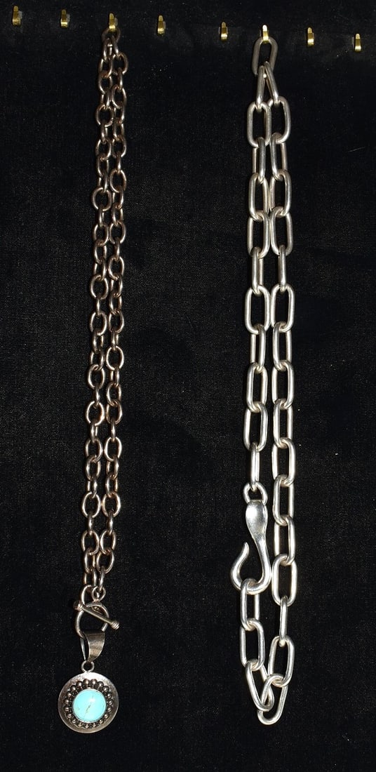 LOT (2) CONT. STERLING NECKLACES, (1) WITH TURQUOISE (1 of 8)